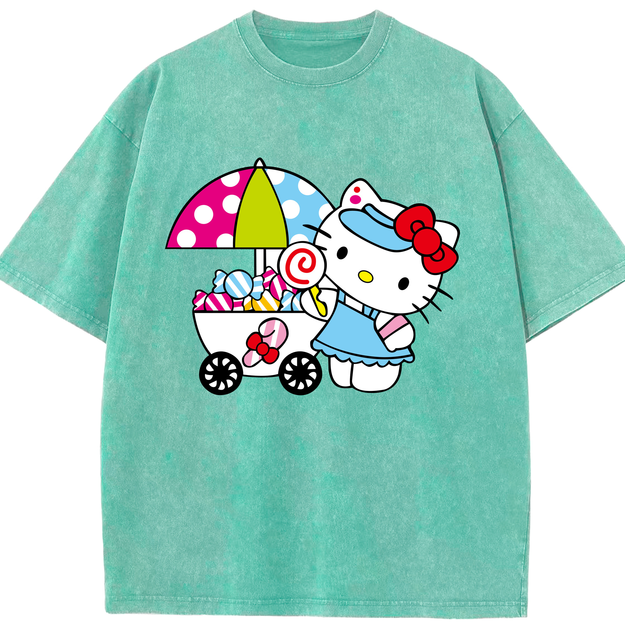 （画像用） Hello Kitty ハローキティ 綿100% ヴィンテージ風 半袖Tシャツ（フロントプリント）